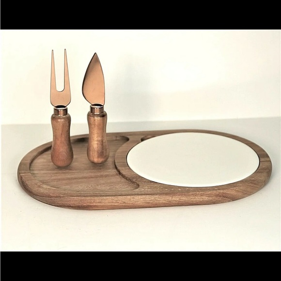 NWT Twine Gourmet Wood & Ceramic Cheese Board Gift Set - Picture 3 of 9